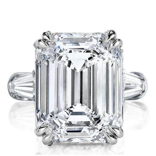 Italo Three Stone Emerald Created White Sapphire Engagement Ring
