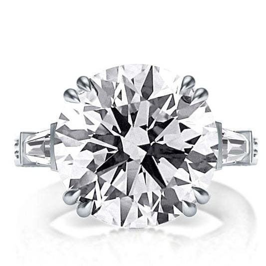 Italo Round Three Stone Created White Sapphire Engagement Ring