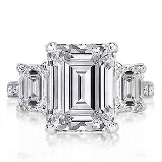 Emerald Three Stone Engagement Ring
