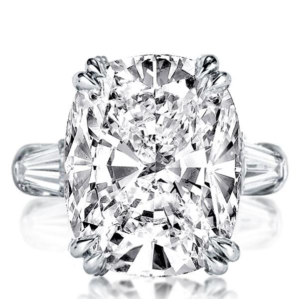 Cushion Three Stone Engagement Ring