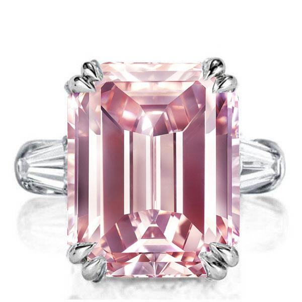 Italo Pink Ring Emerald Cut Engagement Ring Affordable