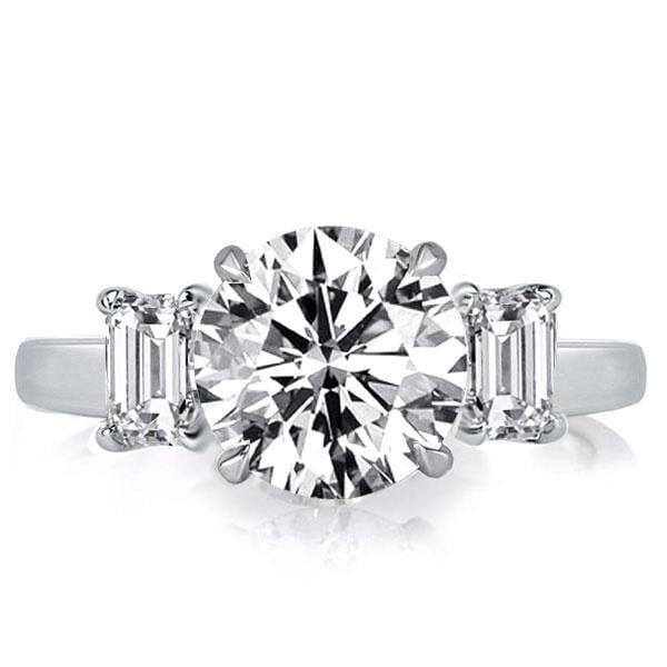 Three Stone Created White Sapphire Engagement Ring