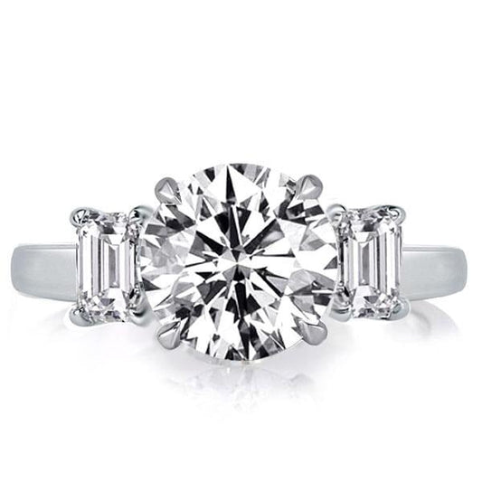 Three Stone Created White Sapphire Engagement Ring