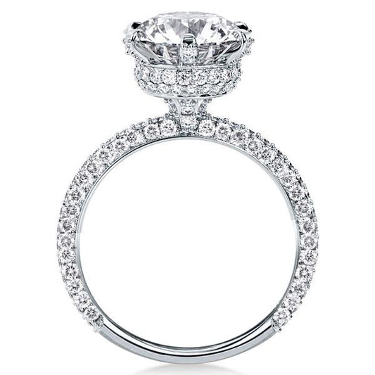 Six-prong Hidden Halo Created White Sapphire Engagement Ring