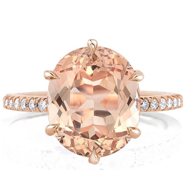 Six Prong Rose Gold Oval Champagne Engagement Ring(3.65 CT.TW)