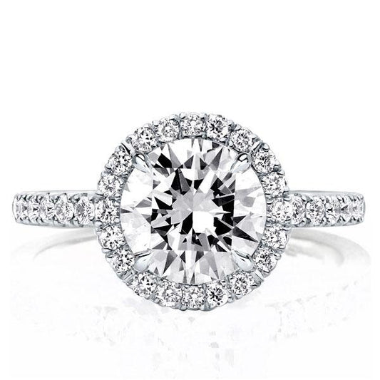 Italo Round Cut Halo Engagement Ring Sterling Silver Ring
