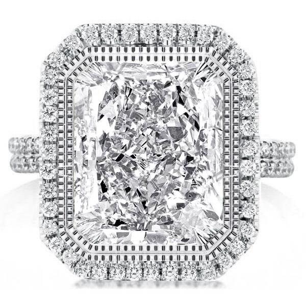 Halo Split Shank Radiant Cut Engagement Ring