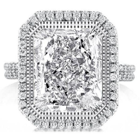 Halo Split Shank Radiant Cut Engagement Ring
