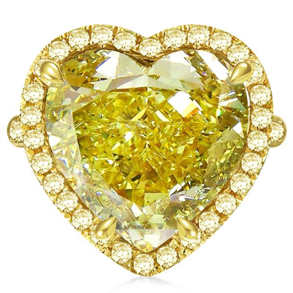 Golden Halo Heart Cut Yellow Topaz Engagement Ring