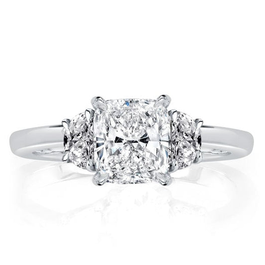 Three Stone Cushion Engagement Ring