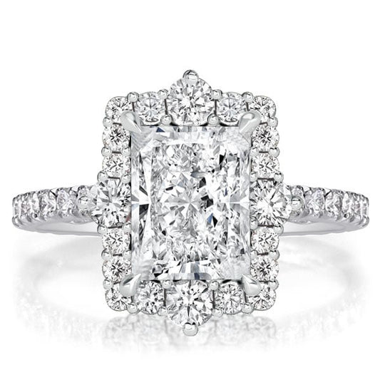 Radiant Cut Halo Ring Vintage Engagement Ring