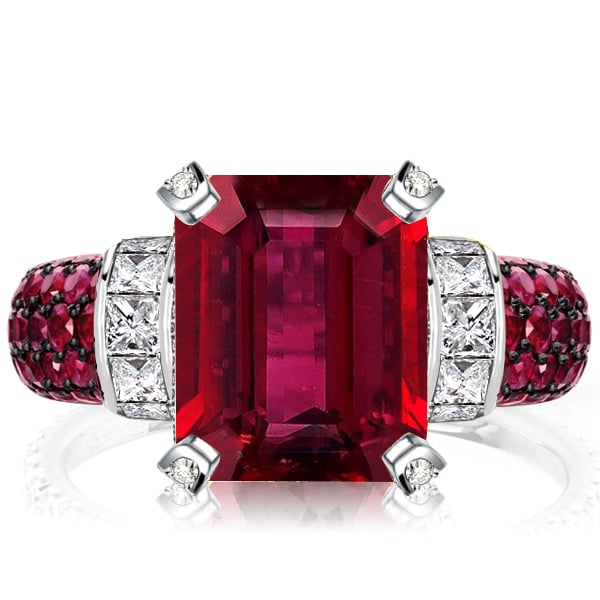 Italo Ruby Engagement Ring Emerald Cut Vintage Engagement Ring