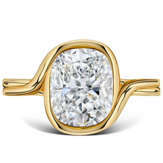 Italo White Cushion Cut Solitaire Ring Vintage Engagement Ring