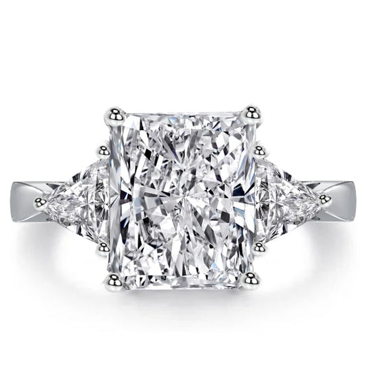Italo Radiant Cut 3 stone Engagement Ring In Sterling Silver