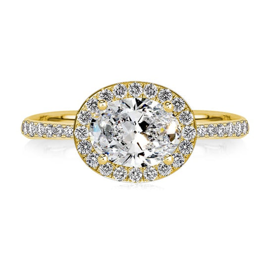 Italo Oval Cut Halo Unique East West Engagement Ring