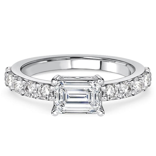 Italo Emerald Cut East West Wedding Rings For Women