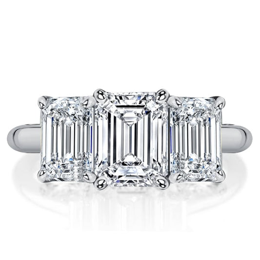 Italo Emerald Cut Three Stone Classic Engagement Ring