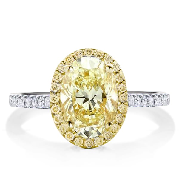 Italo Two Tone Halo Oval Cut Yellow Topaz Engagement Ring