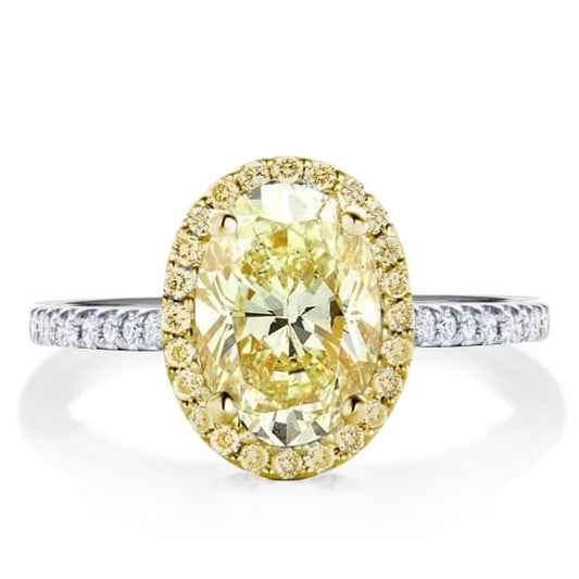 Italo Two Tone Halo Oval Cut Yellow Topaz Engagement Ring
