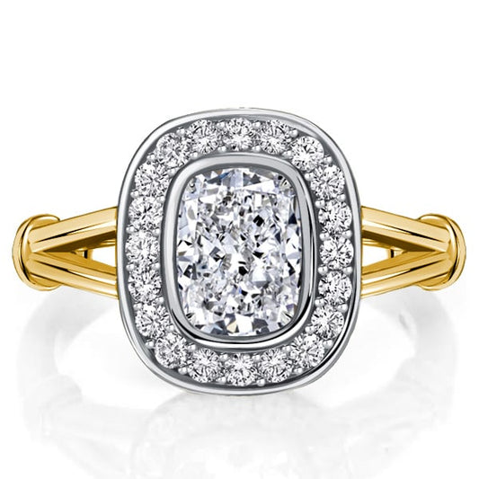 Italo Halo Cushion Cut Sterling Silver Rings For Women