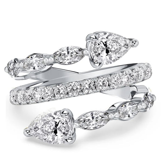 Italo Toi Et Moi Pear Cut Teardrop Ring Spiral Engagement Ring