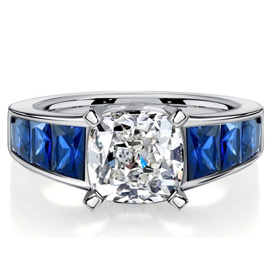 Italo Cushion Cut Blue Sapphire Rings Fashion Rings For Women