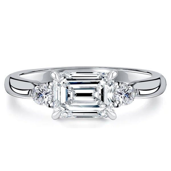 Italo Emerald Cut Three Stone Rings Solitaire Engagement Ring