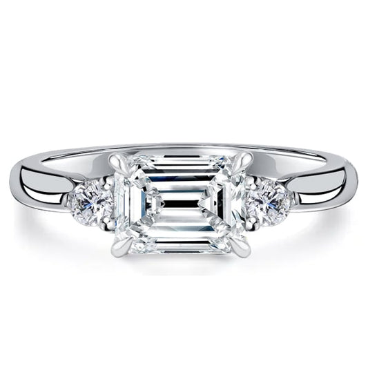 Italo Emerald Cut Three Stone Rings Solitaire Engagement Ring