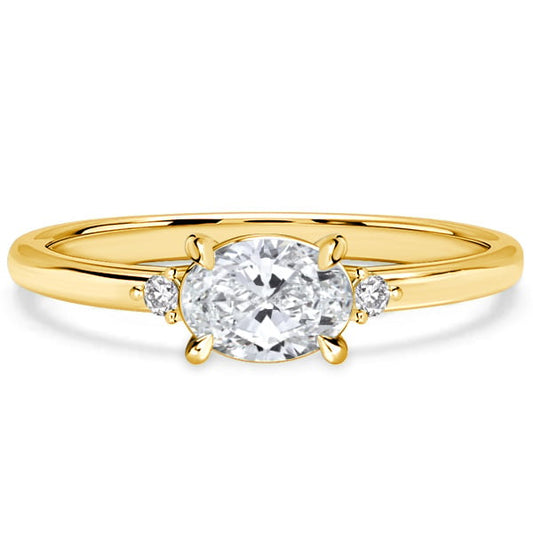 Italo East West Oval Cut Three Stone Engagement Ring
