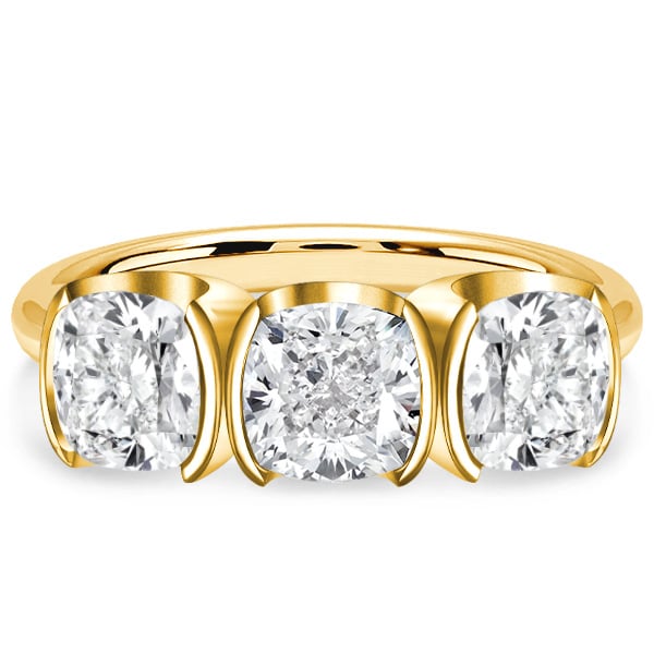 Italo Cushion Cut White Sapphire Engagement Rings 3 Stone Ring