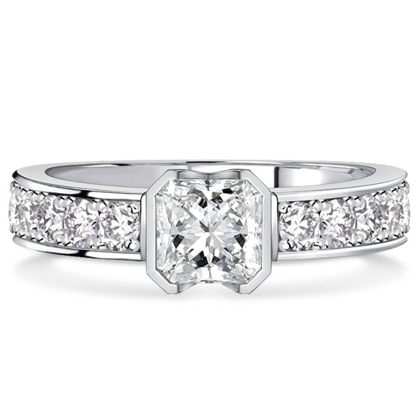 Italo Princess Cut Created White Sapphire Engagement Ring