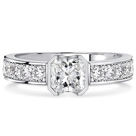 Italo Princess Cut Created White Sapphire Engagement Ring