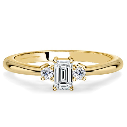 Italo Dainty Golden Baguette Cut Three Stone Engagement Ring