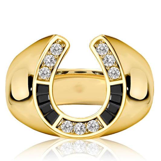 Italo Golden Horseshoe Ring Black Sapphire Rings For Women