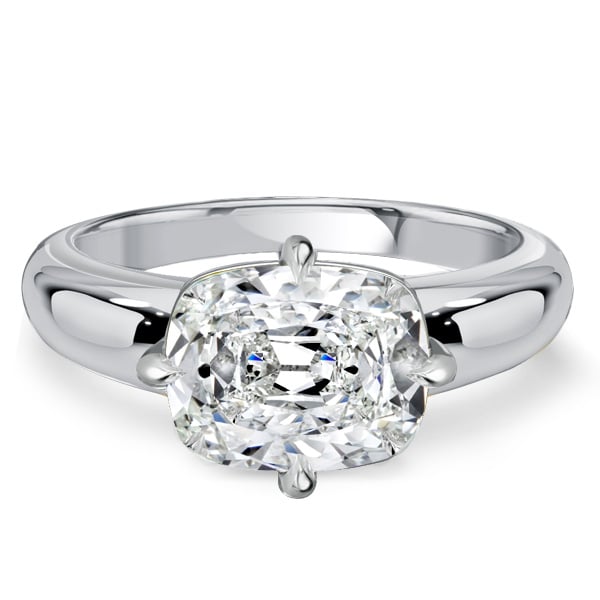 Italo East West White Sapphire Cushion Cut Engagement Rings