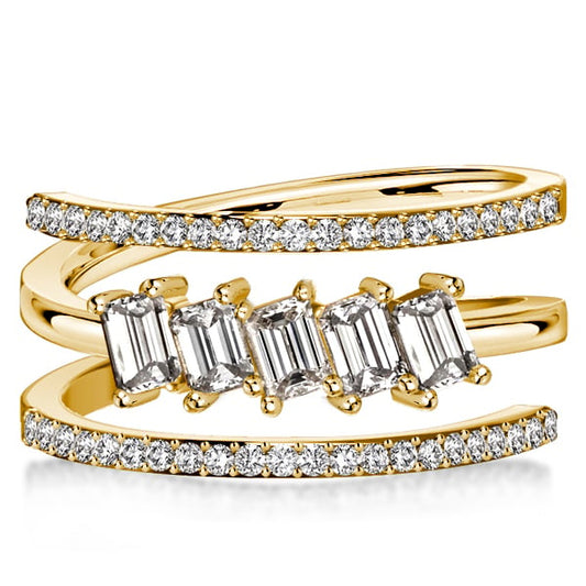Italo Spiral Design Emerald Cut Engagement Rings Stackable Ring