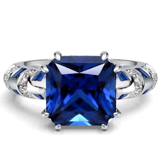Italo Knife-Edge Princess Cut Blue Sapphire Engagement Ring