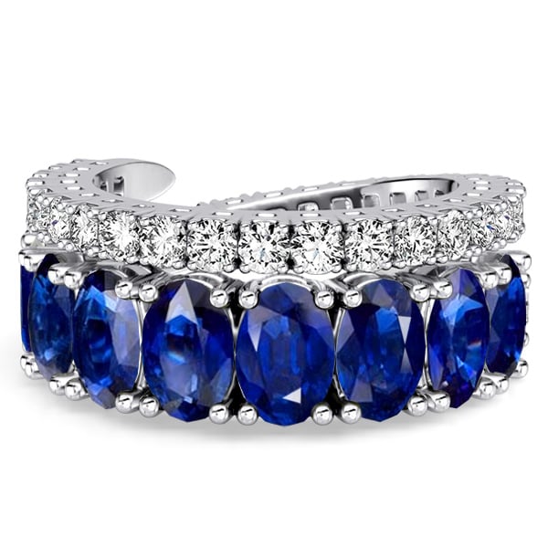 Italo Spiral Design Oval Cut Blue Sapphire Ring For Women