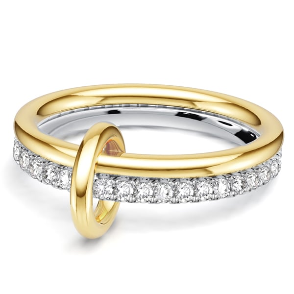 Italo Two Tone 2-stack Round Cut Wedding band Ring Set