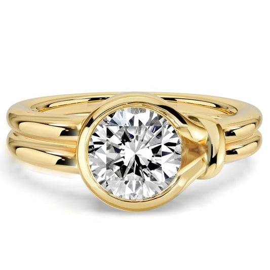 Italo Knot Bezel Setting Round Cut Solitaire Engagement Ring