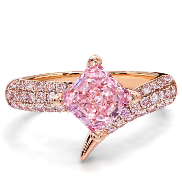 Italo Micro Pave Princess Cut Pink Sapphire Ring Unique Engagement Rings