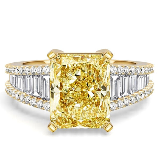 Italo Channel Set Side Stone Radiant Cut Yellow Topaz Unique Engagement Rings