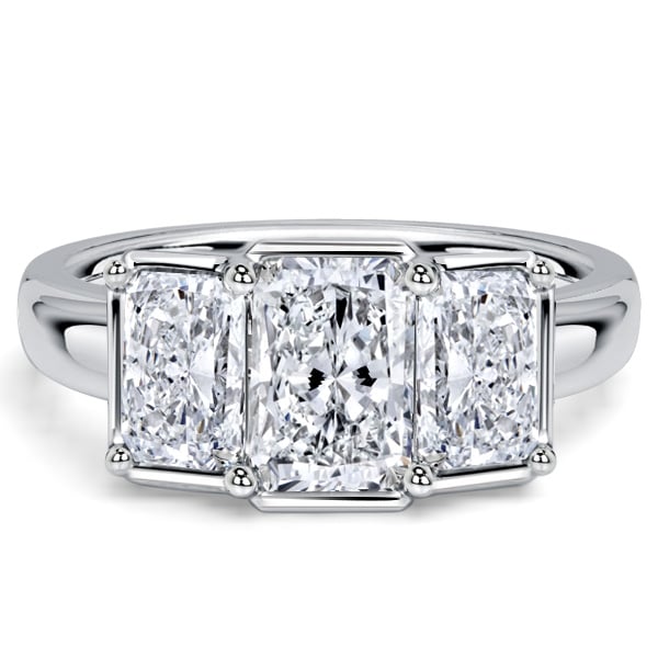 Italo Bezel Setting Radiant Cut Three Stone Engagement Ring For Women