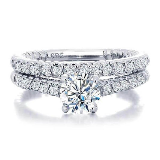 Italo Classic Engagement Ring Affordable Silver Bridal Set
