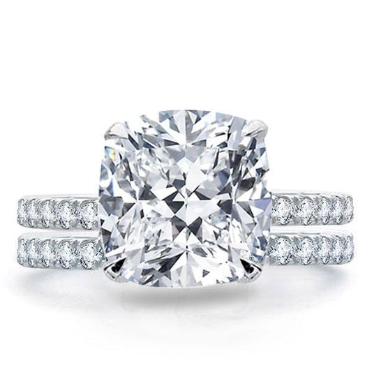 Italo Classic Cushion Created White Sapphire Bridal Set
