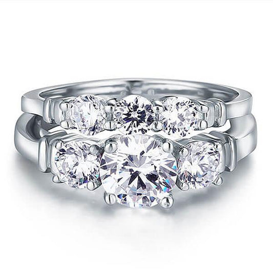 Italo Three Stone Wrap Design Created White Sapphire Bridal Set