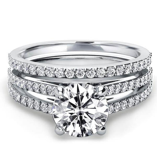 Italo Split Shank Created White Sapphire Bridal Set