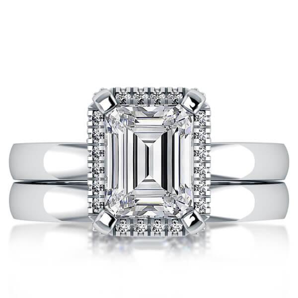 Italo Solitaire Halo Created White Sapphire Bridal Set