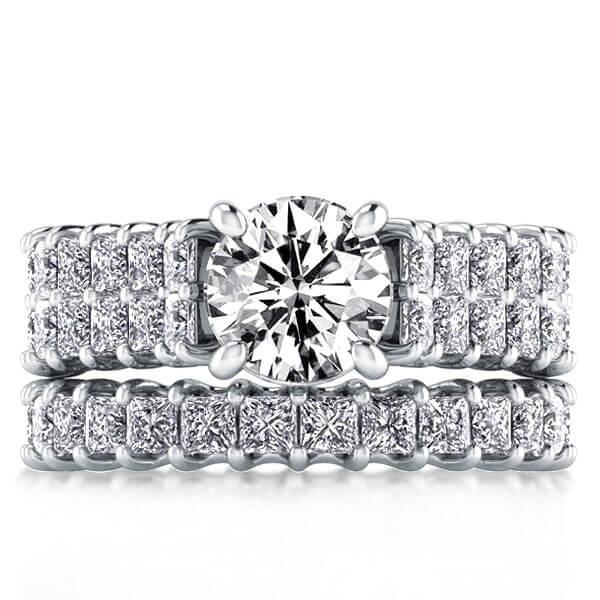 Italo Two Row Princess Created White Sapphire Bridal Set