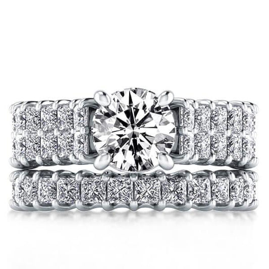 Italo Two Row Princess Created White Sapphire Bridal Set